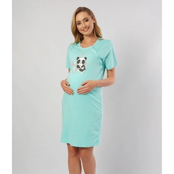 Image 1 of Нощница за кърмачки в тюркоазено с точки и панда