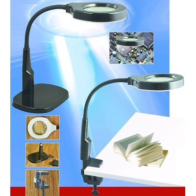 Stolní lupa 9145 bifokální 3D+8D, 24x LED, podstavec i svorka,černá – Zbozi.Blesk.cz
