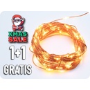 Vianočné osvetlenie ACA Lighting LED dekoračná reťaz 10m 100LED WW 8 funkcií s adaptérom zlatá meď X01100132