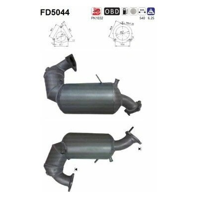 Filtr sazových částic, výfukový systém AS FD5044