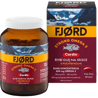 Fjord Strong Omega-3 Cardio rybí olej s polyfenolmi z kakaových bôbov, 60 kapsúl