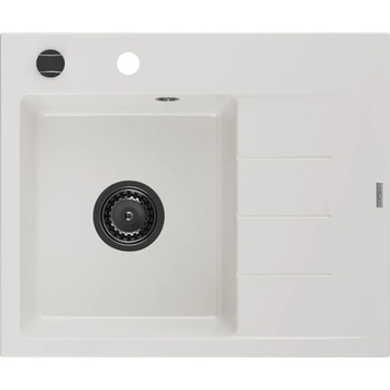 Mexen Ben гранитна мивка с 1 отделение и изтичник, лява, 600 x 500 мм, бяла, (6522605000-20-B)