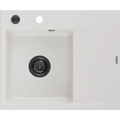 Mexen Ben гранитна мивка с 1 отделение и изтичник, лява, 600 x 500 мм, бяла, (6522605000-20-B)