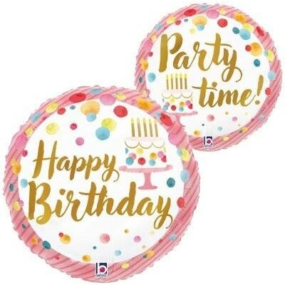 GRABO fóliový balónek Dort HB party time 18" 46cm kruh nafukovací