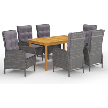 vidaXL Градински трапезен комплект, 7 части, сив (3067775)
