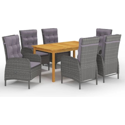 vidaXL Градински трапезен комплект, 7 части, сив (3067775)