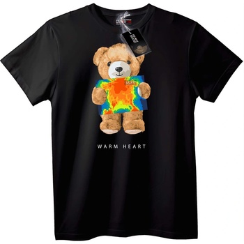 NOONEBRAND Тениска Топло сърце с Плюшено мече - 2XL, Black