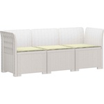 vidaXL Пейка за градина с Cushions във вид на ратан ПП Бяло (3443826)