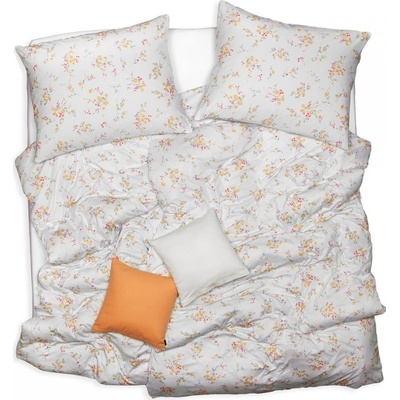 SCANquilt Obliečky jersey kvietky biela žltá 140x200 70x90