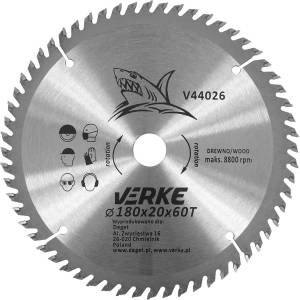 VERKE Режещ диск с твърдосплавни пластини 180x20мм 60T 66339 (V44026)