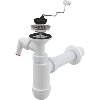 Alcadrain Umývadlový sifón DN40 s prípojkou a mriežkou z nehrdzavejúcej ocele DN63, reťaz A41PR