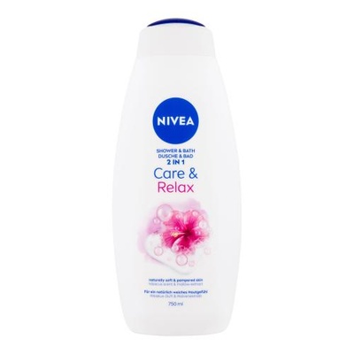 Nivea Care & Relax душ-гел и пяна за вана с аромат на хибискус и слез 750 ml за жени