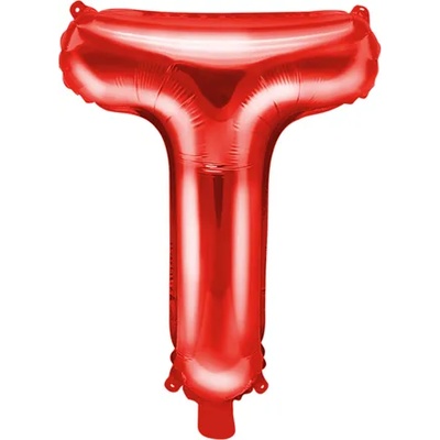 PartyDeco Балон от фолио Mini - Буква T 35см червен