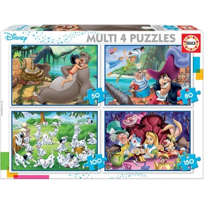 EDUCA Disney Princezny a padouši 4v1 50,80,100,150 dielov
