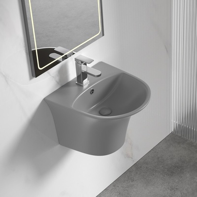 Inter Ceramic Мивка за баня Смарт 48х46 см, с полуконзола за стена, сив мат (4746mg)