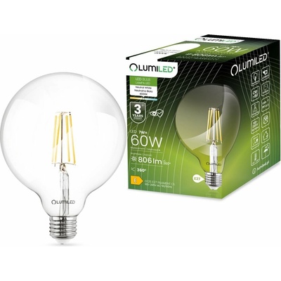 Lumiled Dekoratívna LED žiarovka E27 G125 7W = 60W 806lm 4000K Neutrálna 360° žiarovka globe