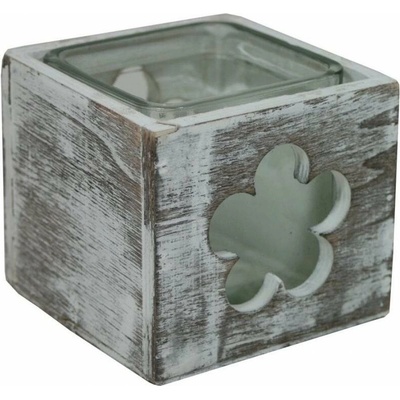 GOBA kytka patina dřevo-sklo 9 × 9 cm