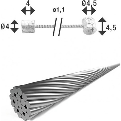 XLC Lanko řadící 1,25/2250mm+2x nipl