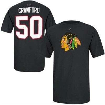 Reebok pánské tričko Corey Crawford #50 Chicago Blackhawks NHL černé
