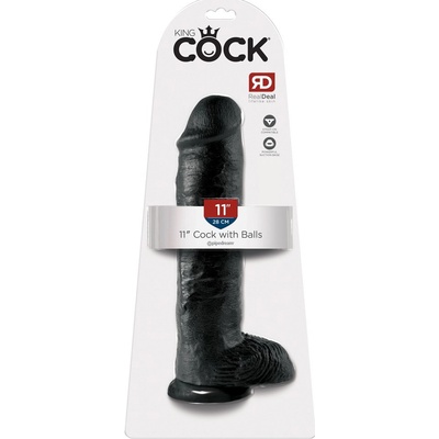King Cock 11 velký přísavkový dildo s varlaty 28 cm černý
