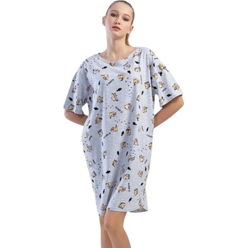 Сива нощница с котета, рибки и надпис