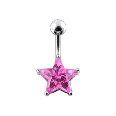 Šperky4U stříbrný piercing do pupíku hvězda BP01019-P