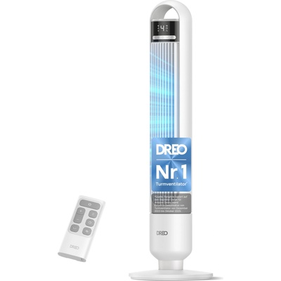 DREO Quiet Tower Fan, Fan with Cooling, Remote Control for Bedroom, Tower Fan with 4 Speeds, 3 Modes, 9.8m Wind Range, 8H Timer, 90° Oscillating for Living Room - DR-HTF017