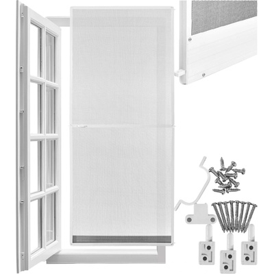 Tectake dveřní síť do 95 x 210 cm hliníkový rám bílý