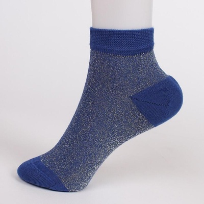 Дамски къси чорапи в синьо с ламе
