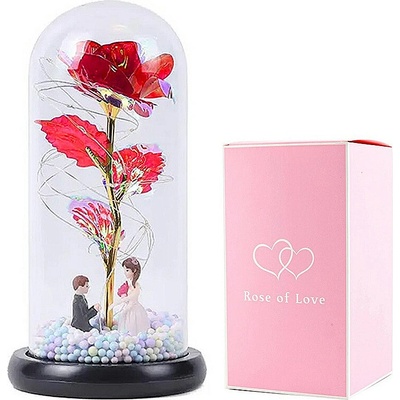 SOLEX ROSE OF LOVE večná ruža v skle s LED červená na zásnuby