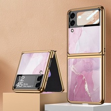 Púzdro GKK GLASS Ochranné Samsung Galaxy Z Flip 3 5G PINK MARBLE