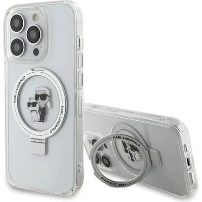 KARL LAGERFELD Кейс Karl Lagerfeld Ring Stand Karl&Choupette MagSafe за iPhone 13 Pro Max, бял (KF001922-0)