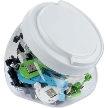 4smarts Комплекта от 30 microUSB кабела с буркан - 4smarts Basic POS Jar with 30 pcs Micro-USB Cables KeyLink (черен, син, зелен, сив, бял) (4S468763)