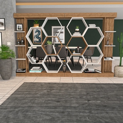 Asir Knihovna SUENO bílá ořech