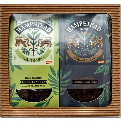 Hampstead Tea BIO Darčekový balíček sypaného zeleného a čierneho čaju 2 x 100 g
