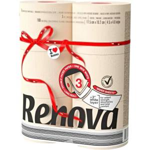 Renova луксозна тоалетна хартия 3 пластова екрю 6 ролки