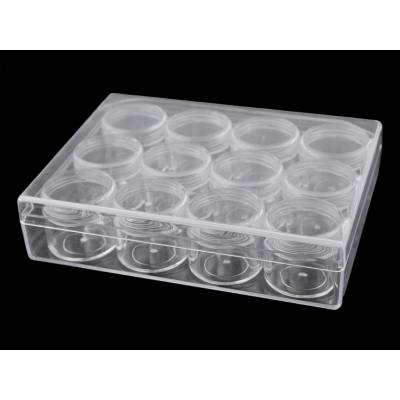 Plastový box / zásobník 12 šroubovacích dóziček transparent 1 ks