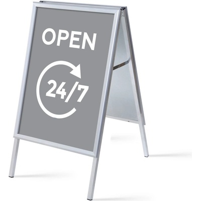 Jansen Display Set reklamního áčka A1, Otevřeno 24/7, šedý, anglicky, 639 x 1094 mm
