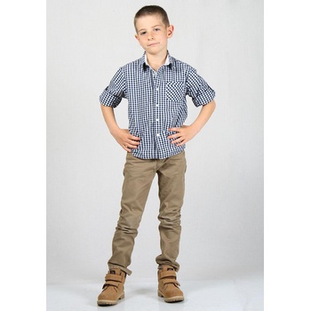 Image 1 of Rumena Риза за момче с навиващи ръкави в тъмносиньо каре rumena