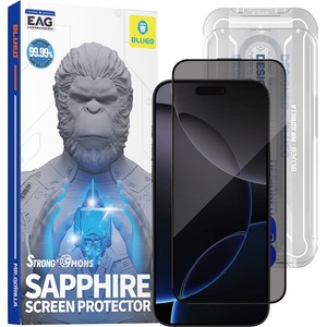 Blueo Протектор за iPhone 16 Pro Max / iPhone 17 Pro Max - Син - Премиум сапфирено нечупливо / устойчиво на надраскване 9H стъкло - Privacy