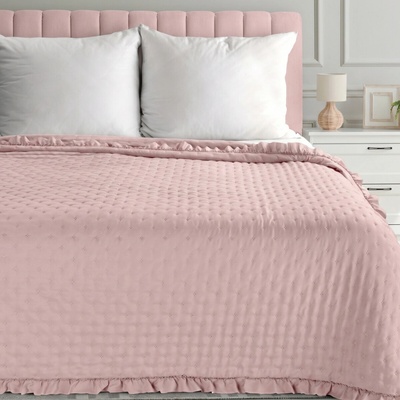 Eurofirany Prehoz na posteľ LIBI3 s volánovým lemom pudrový pudrová Polyester 220x240 cm