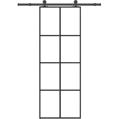 vidaXL Плъзгаща се врата с обков 76x205 см ESG стъкло и алуминий (3332885)