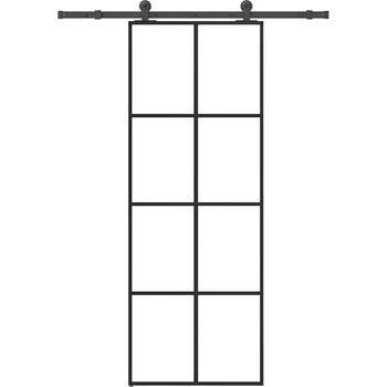 vidaXL Плъзгаща се врата с обков 76x205 см ESG стъкло и алуминий (3332885)