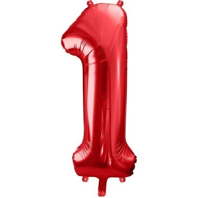 PartyDeco Fóliový balón číslo 1 červený