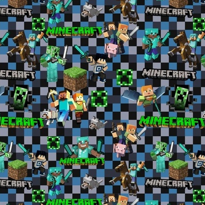 Teplákovina digital - Minecraft Squares modrá