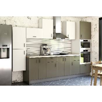 Кухненски комплект Лукс 19 МДФ каменно сиво и МДФ супер мат бял