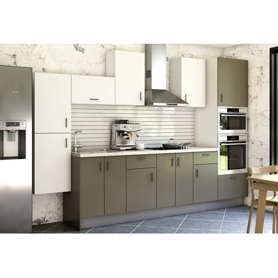 Кухненски комплект Лукс 19 МДФ каменно сиво и МДФ супер мат бял