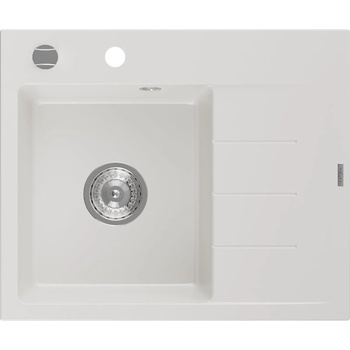 Mexen Ben гранитна мивка с една камера и отцедник, лява 600 x 500 мм, бяла, (6522605000-20)