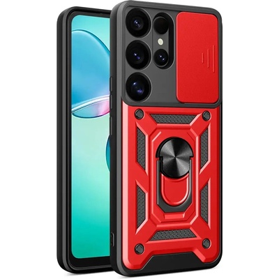 HQWear Hybrid Armor Camshield с капак на камерата и метален пръстен за Samsung Galaxy S25 Ultra - червен (5907769368394)
