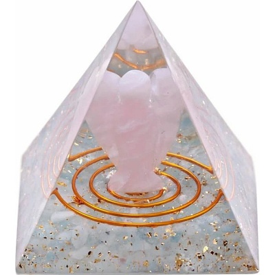 Nefertitis Orgonit pyramida Anděl strážný v akvamarínu NF44944 - 5 x 5 x 5 cm